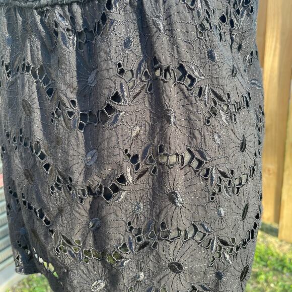Y2K babydoll black Eyelet Embroidered Feminine Floral Vacation Daisy Camisole L - Picture 4 of 9